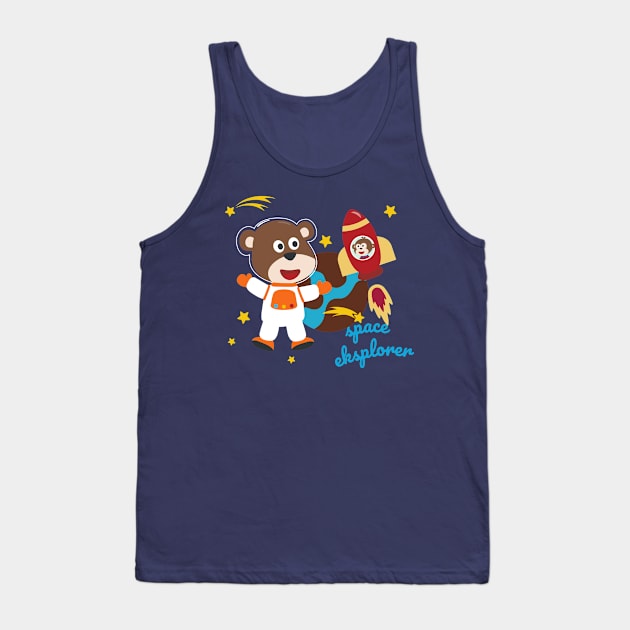 Space bear or astronaut in a space suit with cartoon style Tank Top by KIDS APPAREL